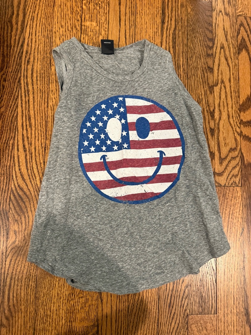 Girls' Grey Patriotic Smiley Tank Top